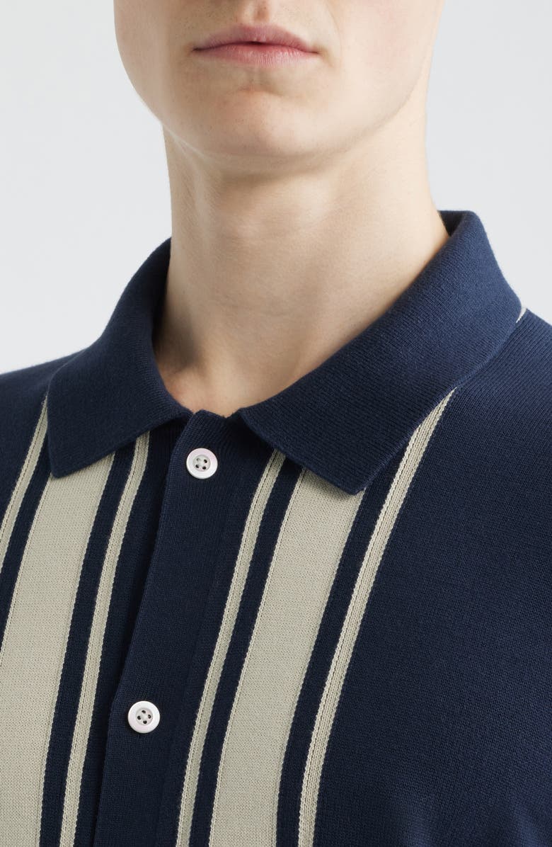 Madewell Border Stripe Short Sleeve Cotton Sweater Shirt, Alternate, color, Ink