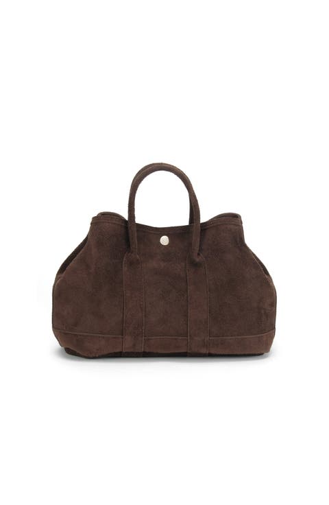 Audrey Nubuck Suede Leather Top Handle Bag