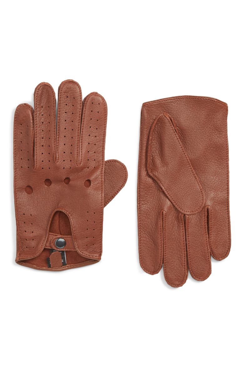 Leather Driving Glove, Main, color, BROWN CHESTNUT
