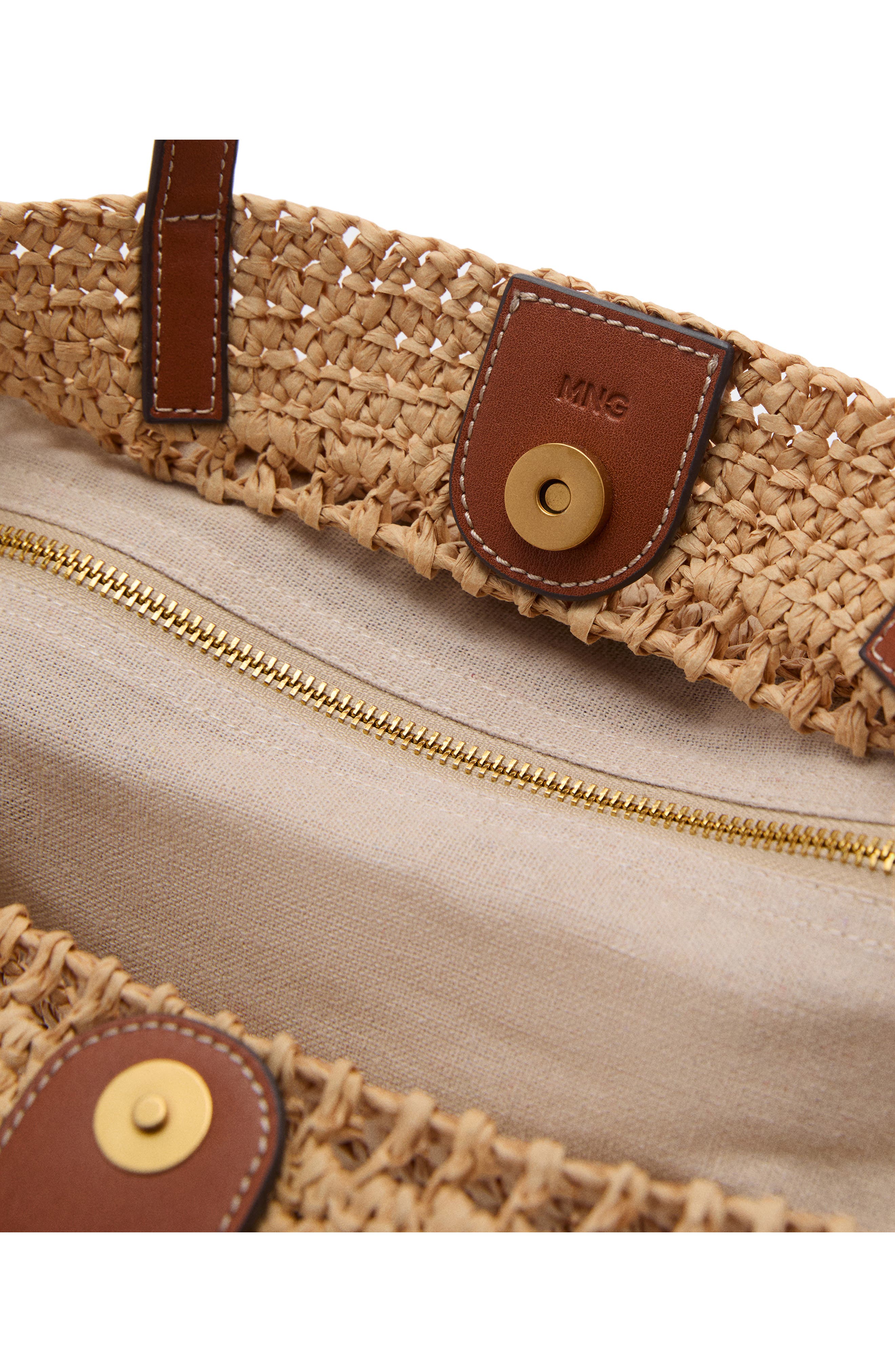MANGO Straw Shopper Tote Bag, Alternate, color, 