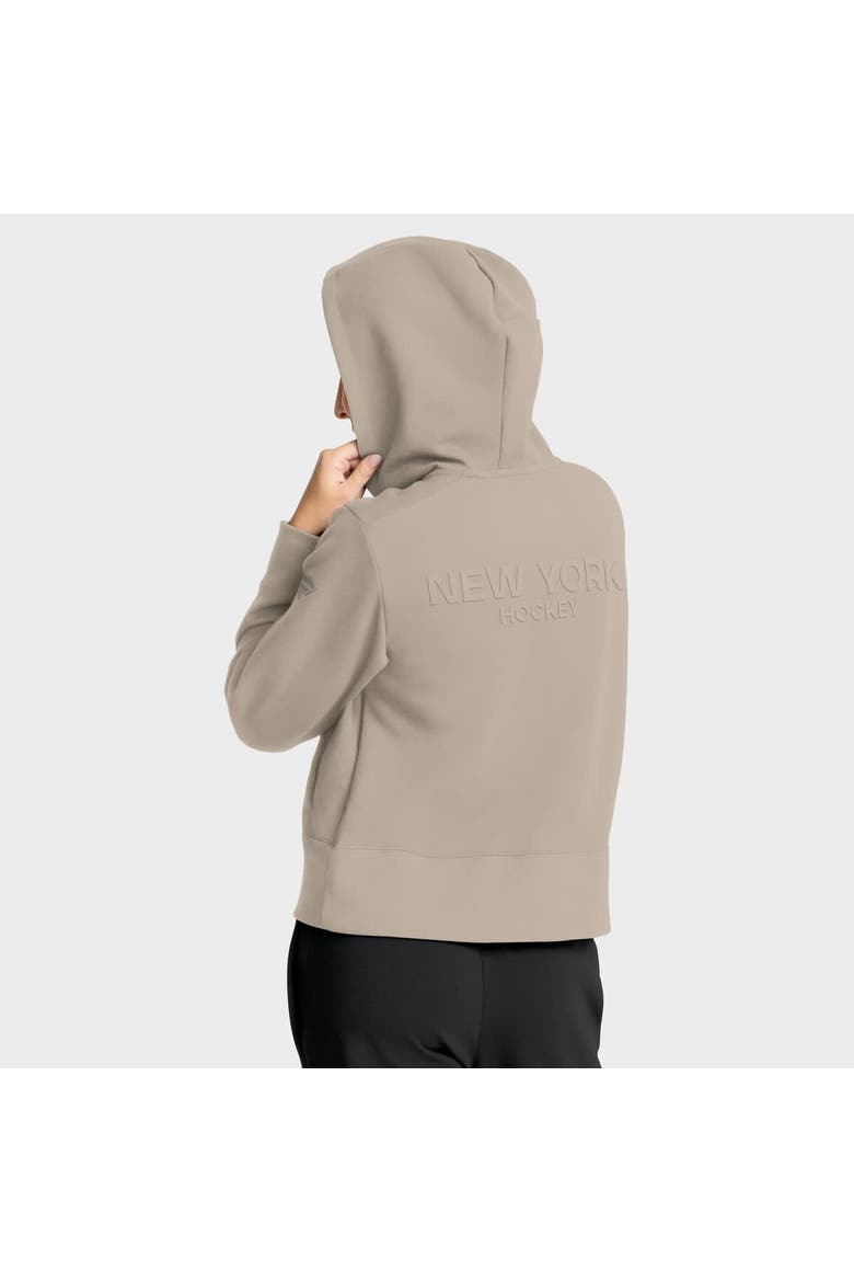 Women's Fanatics Tan New York Rangers Authentic Pro Road Tri-Blend Quarter-Zip Hoodie, Alternate, color, Tan