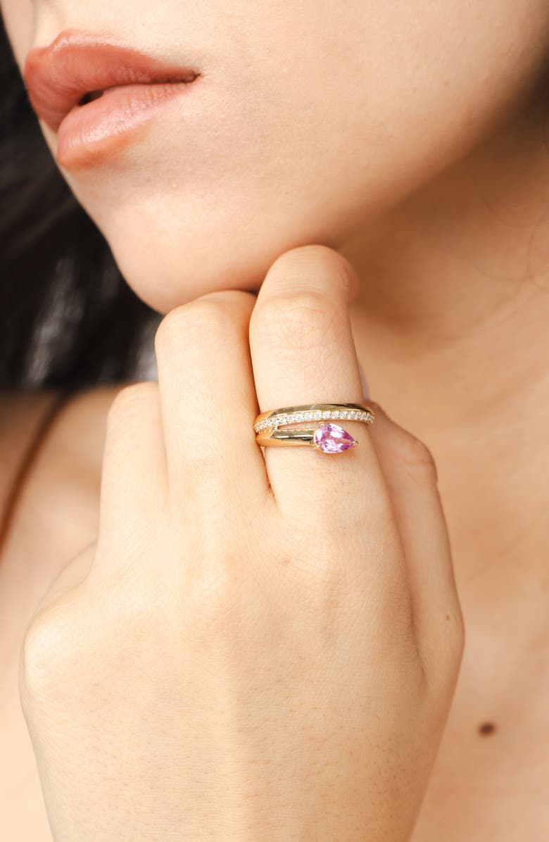 VALANI ATELIER Elegance Diamond Pavé & Pink Sapphire Coil Ring, Alternate, color,