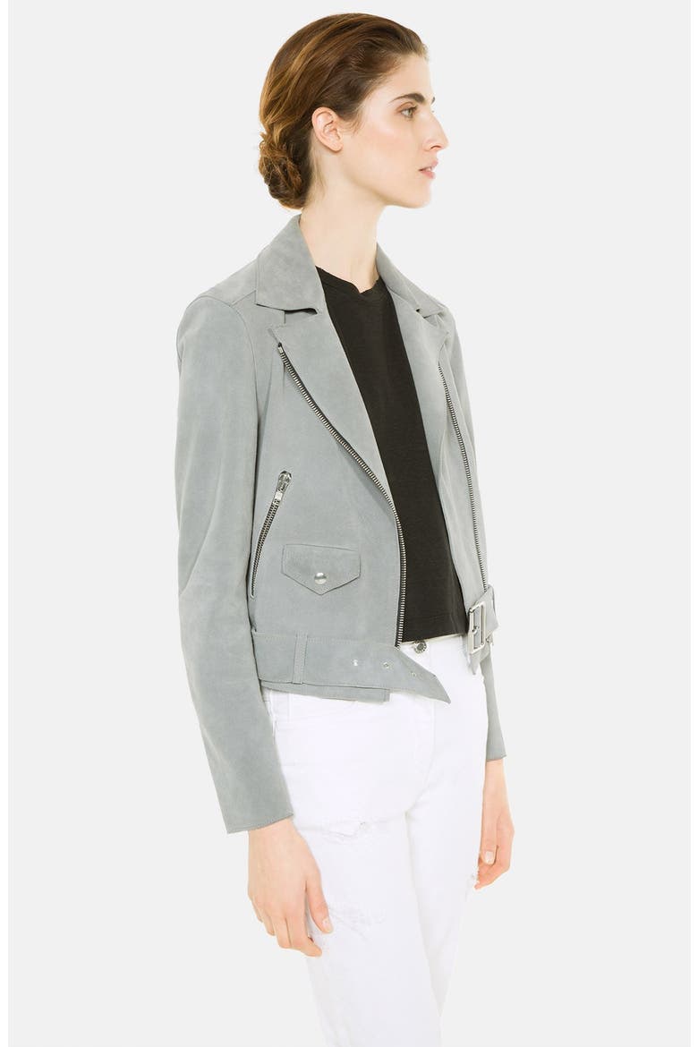 'Vacances' Suede Moto Jacket, Main, color, GRIS