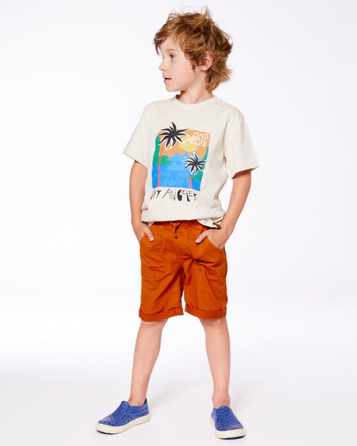 Deux Par Deux Little Boy's Stretch Twill Short Vibrant Orange In Vibrant Orange