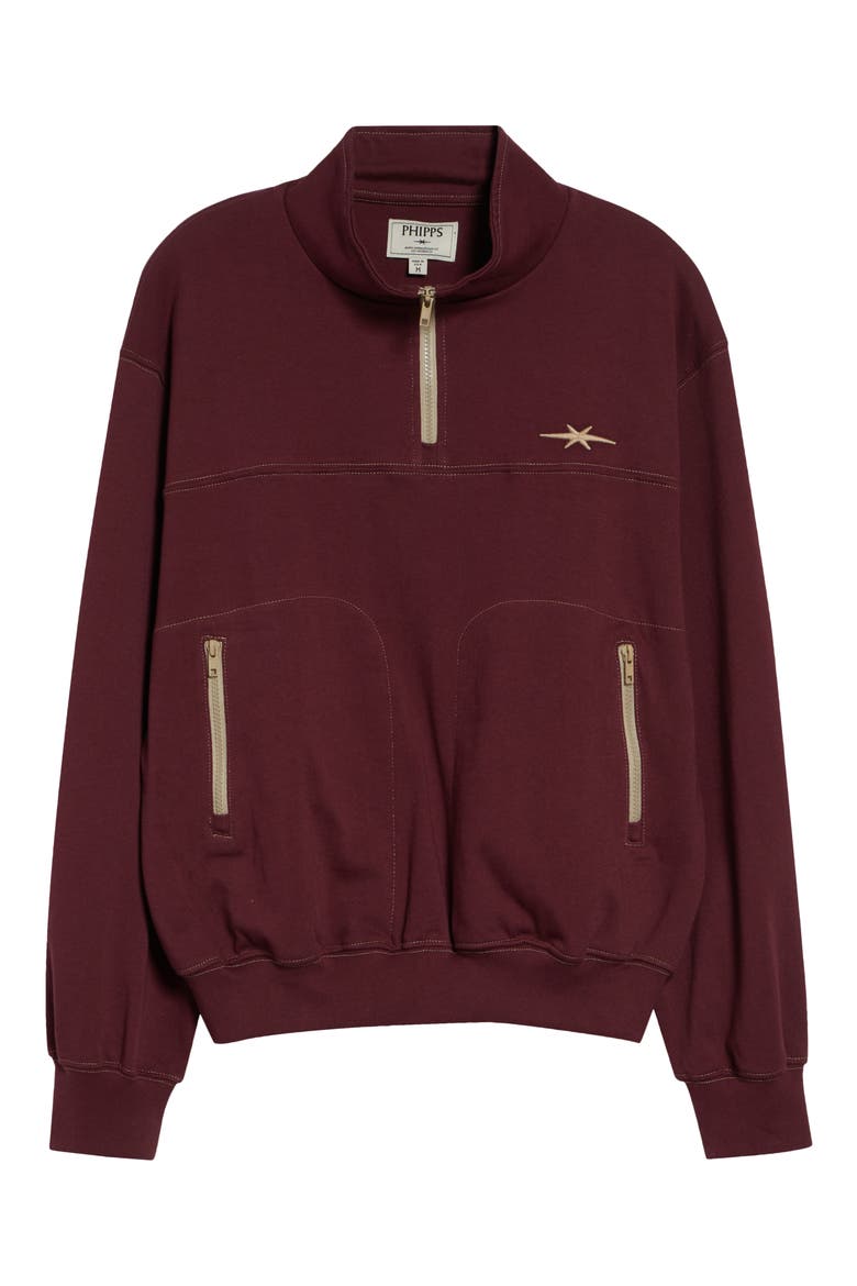 Bunkhouse Cotton Blend Quarter Zip Pullover, Alternate, color, DEEP BURGUNDY