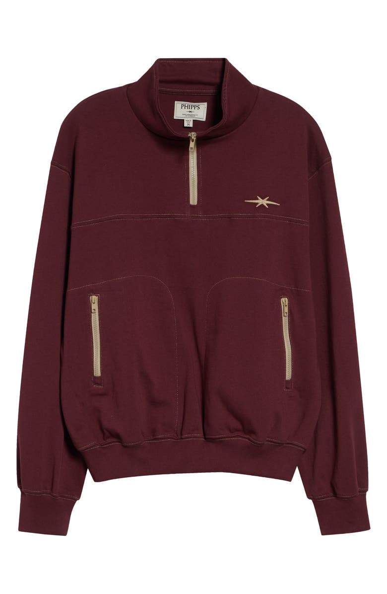PHIPPS Bunkhouse Cotton Blend Quarter Zip Pullover, Main, color, Deep Burgundy