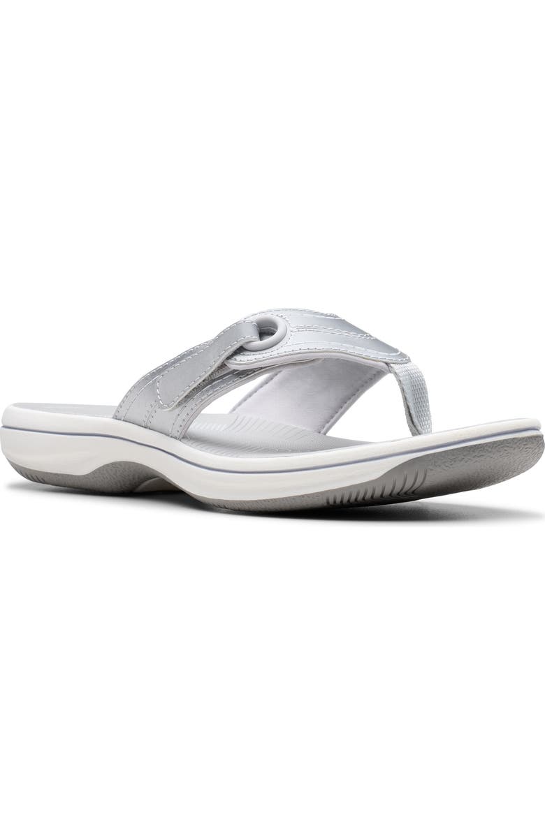 Clarks<sup>®</sup> Breeze Reyna Flip Flop, Main, color, Silver