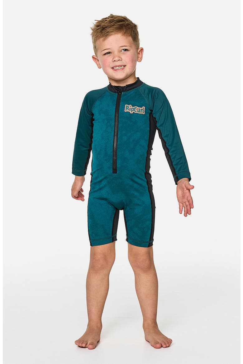 Kids' Paddle Out Long Sleeve One-Piece Rashguard Swimsuit, Alternate, color, BLUE GREEN