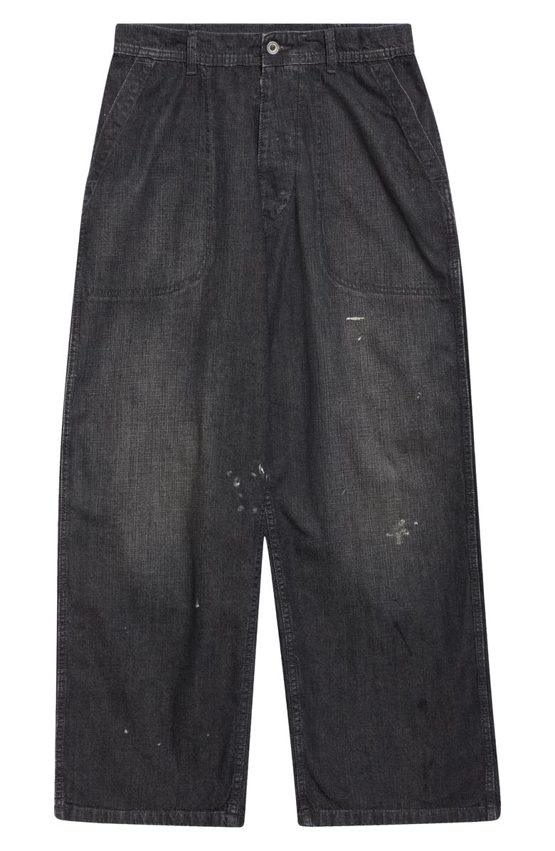 Maison Margiela Paint Splatter Wide Leg Jeans, Alternate, color, Black