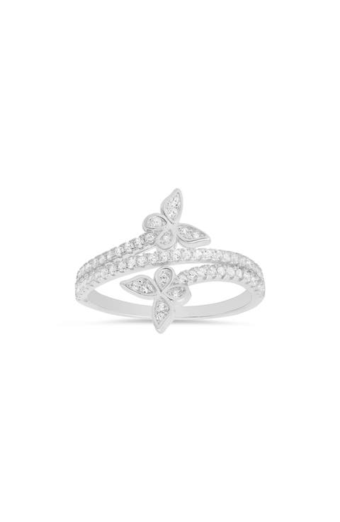 Sterling Silver CZ Pavé Butterfly Ring