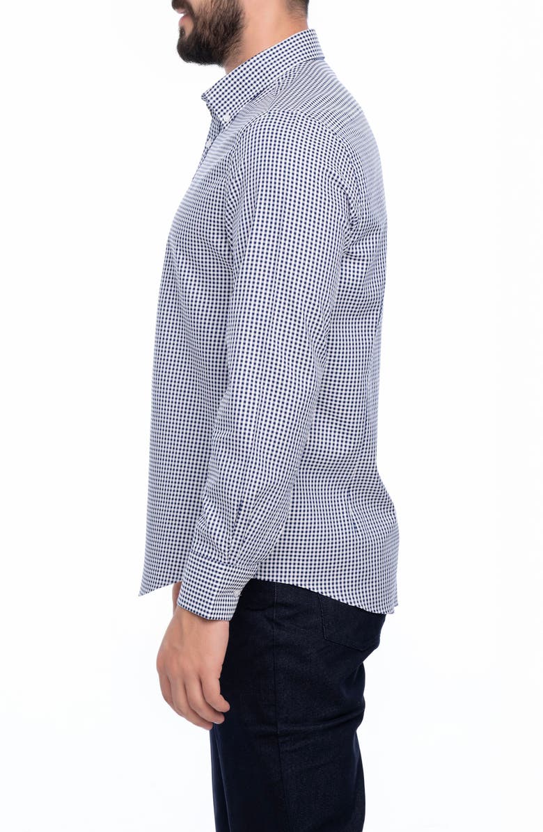VELLAPAIS Check Cotton Slim Fit Button Down Shirt, Alternate, color, Dark Blue
