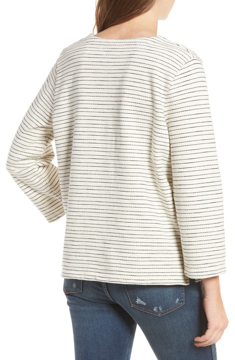Madewell Stripe Lace-Up Top, Alternate, color, 