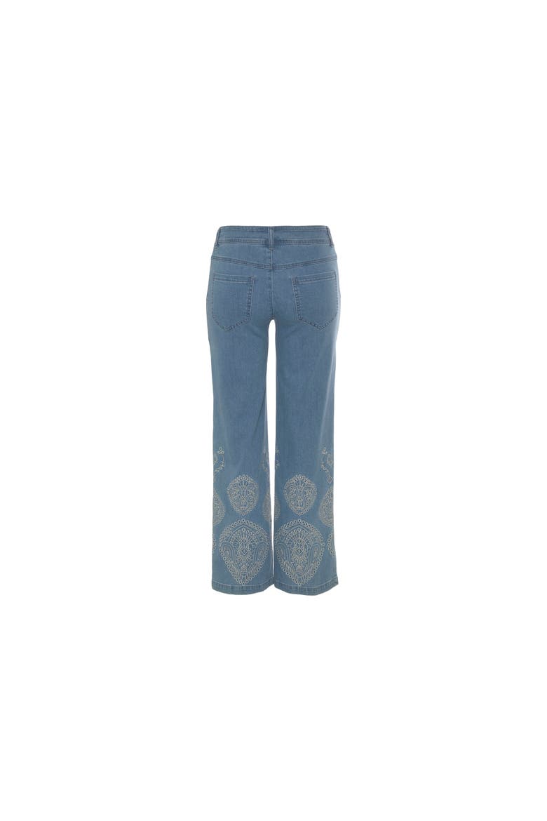 Embroidered Wide Leg Jeans, Alternate, color, Denim Blue Printed