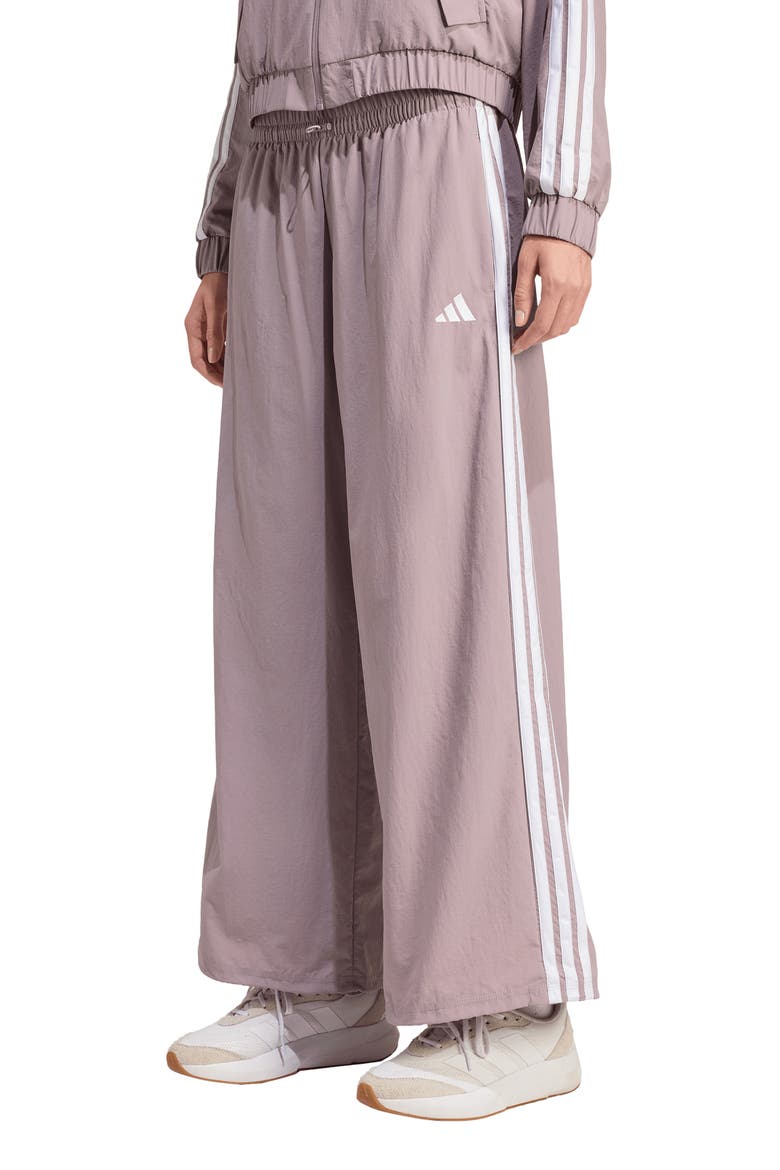 3-Stripe Wide Leg Track Pants, Main, color, PRELOVED FIG/ WHITE