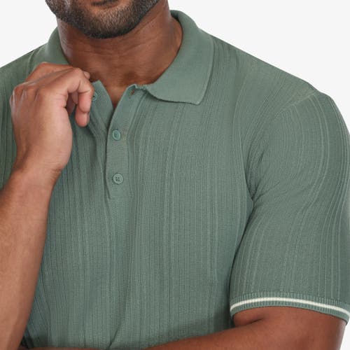 Vustra Textured Knit Polo In Green