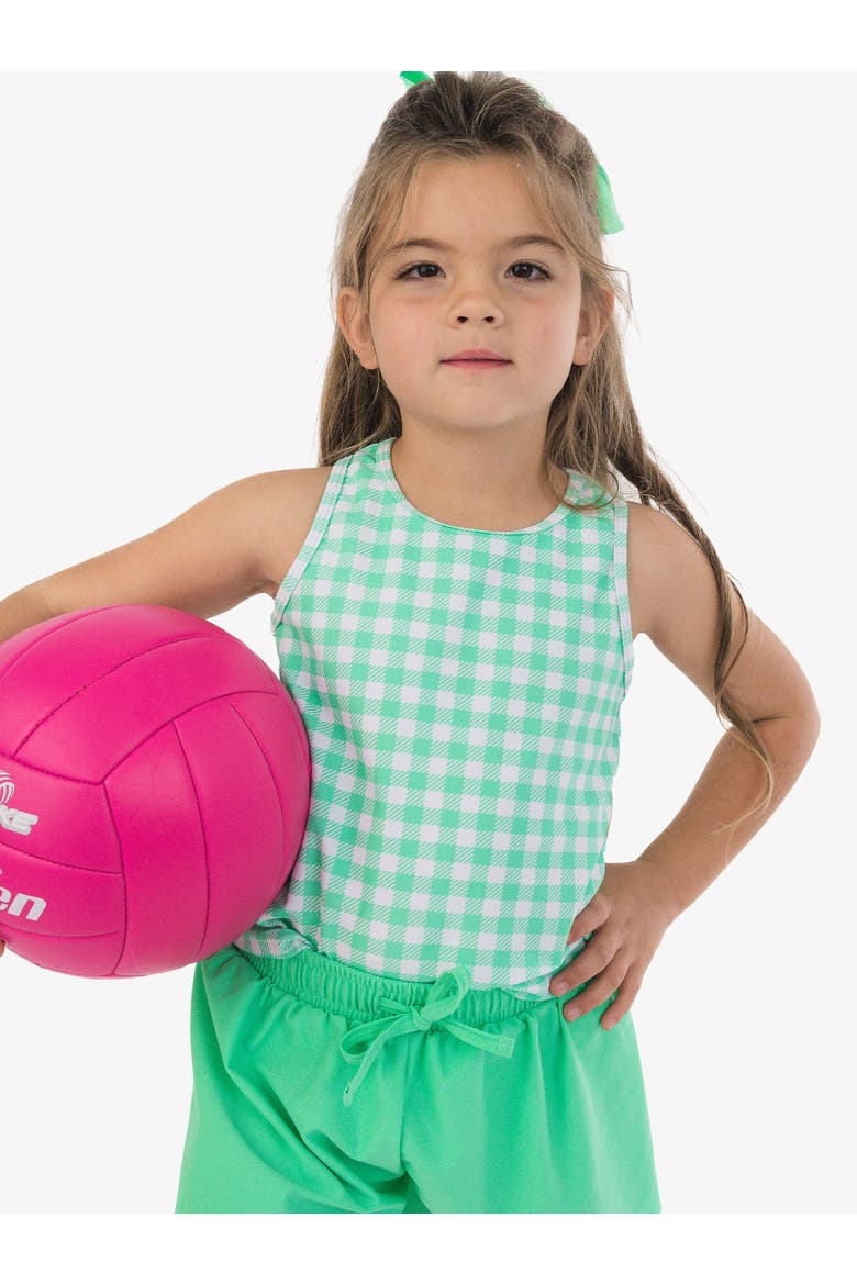 Toddler Girls Upf50+ Active Tank Top, Alternate, color, Spring Green Gingham