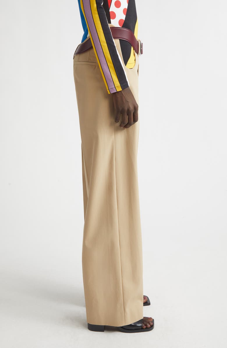Jean Paul Gaultier Belted Cutout Cotton Straight Leg Pants, Alternate, color, Light Beige