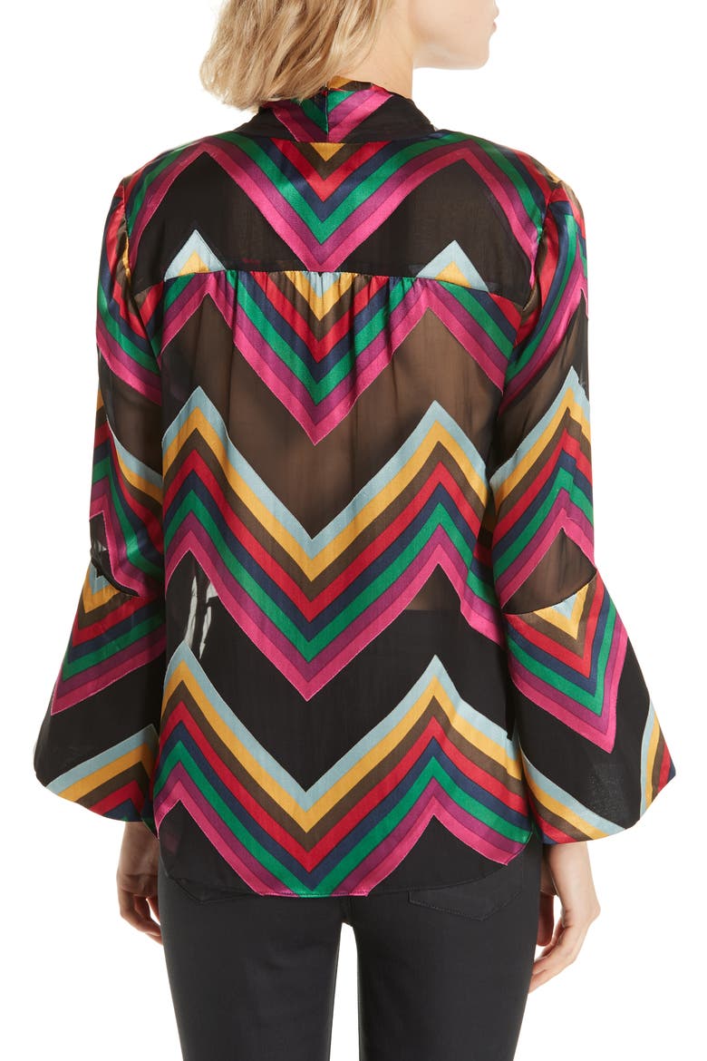 Meredith Bow Blouse, Alternate, color, MULTI CHEVRON