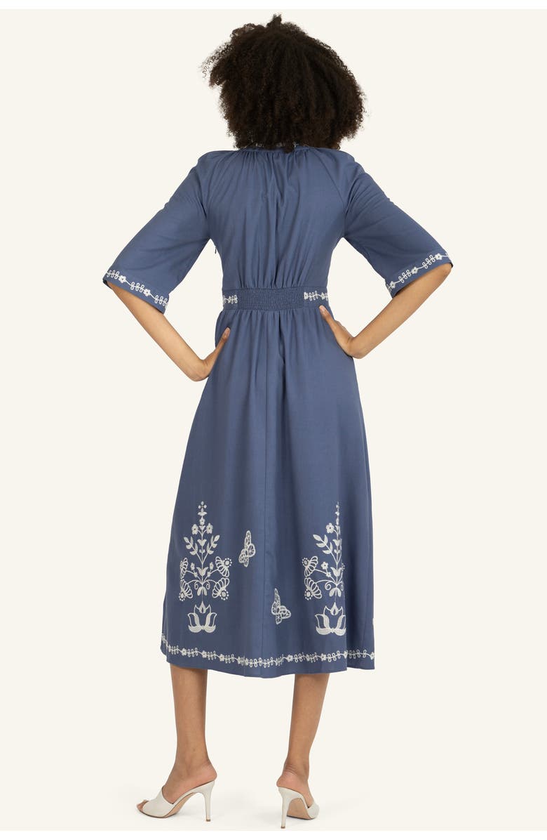 Super Natural by Secret Mission Roam Dress, Alternate, color, Blue With Off-White Embroidery