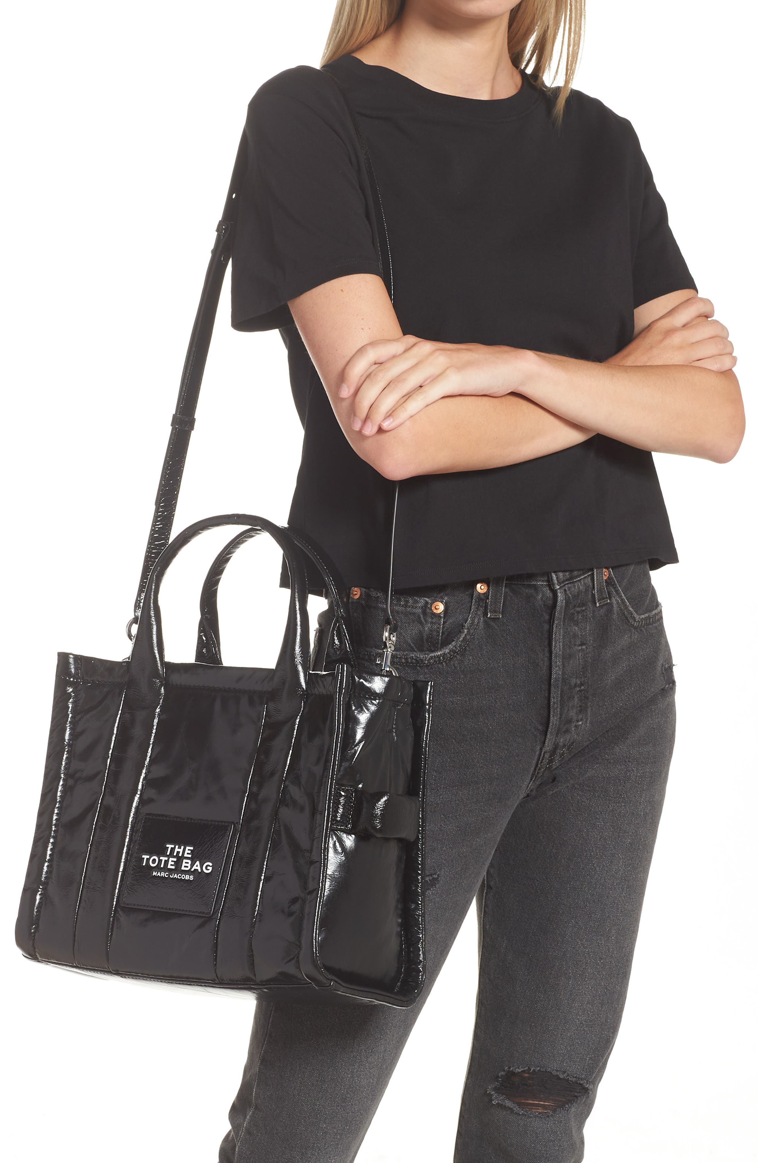 Marc Jacobs The Crinkle Leather Medium Tote Bag, Alternate, color, 