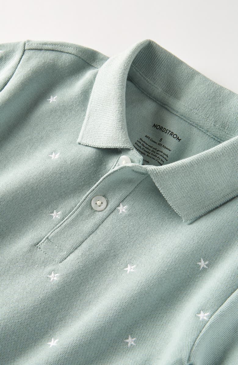 Nordstrom Kids' Embroidered Piqué Polo, Alternate, color, Teal Mist Sweet Stars