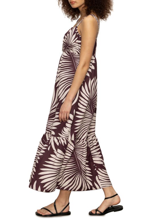 Sanctuary Sundance Palm Print Linen Blend Dress In Brown