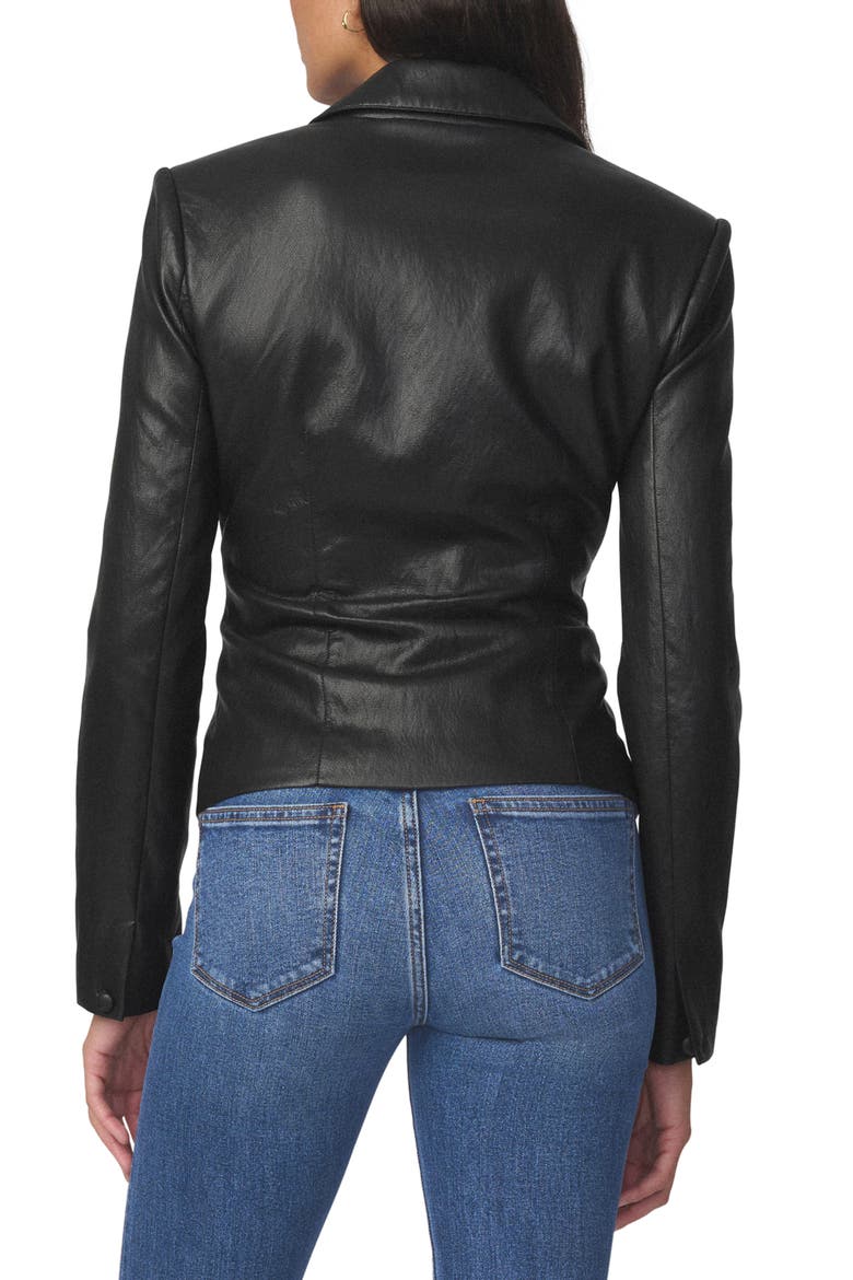 The Fitted Faux Leather Blazer, Alternate, color, BLACK
