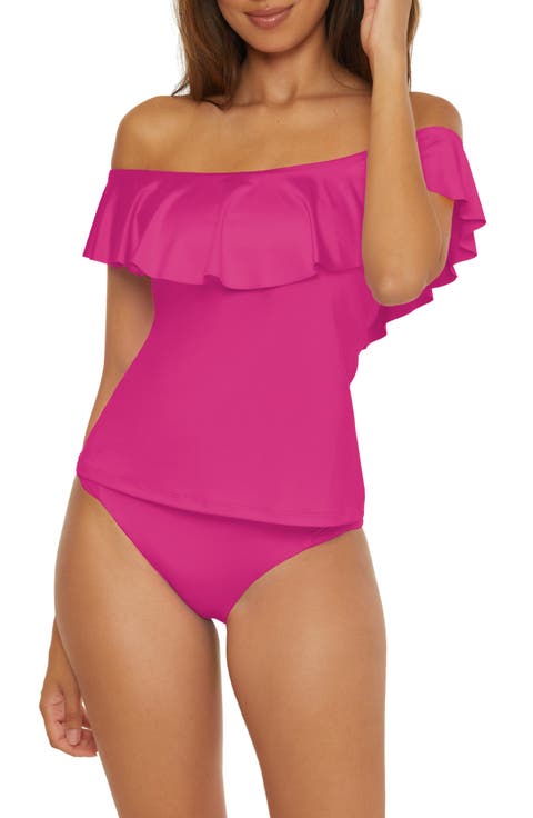 Monaco Ruffle Off-the-Shoulder Tankini Top