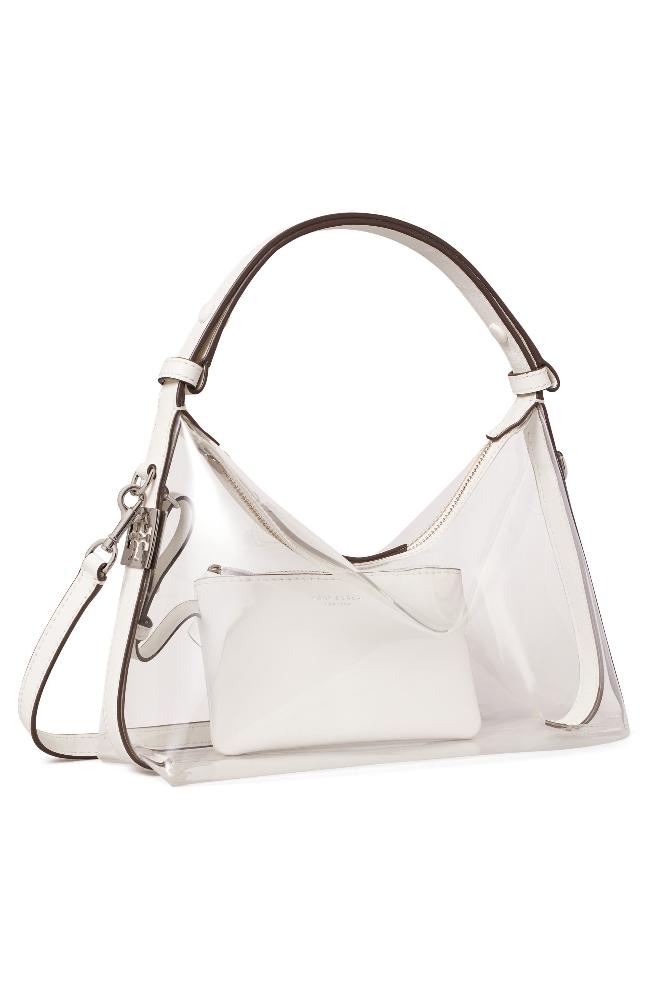 Tory Burch Mellow Transparent Shoulder Bag, Alternate, color, Clear Water