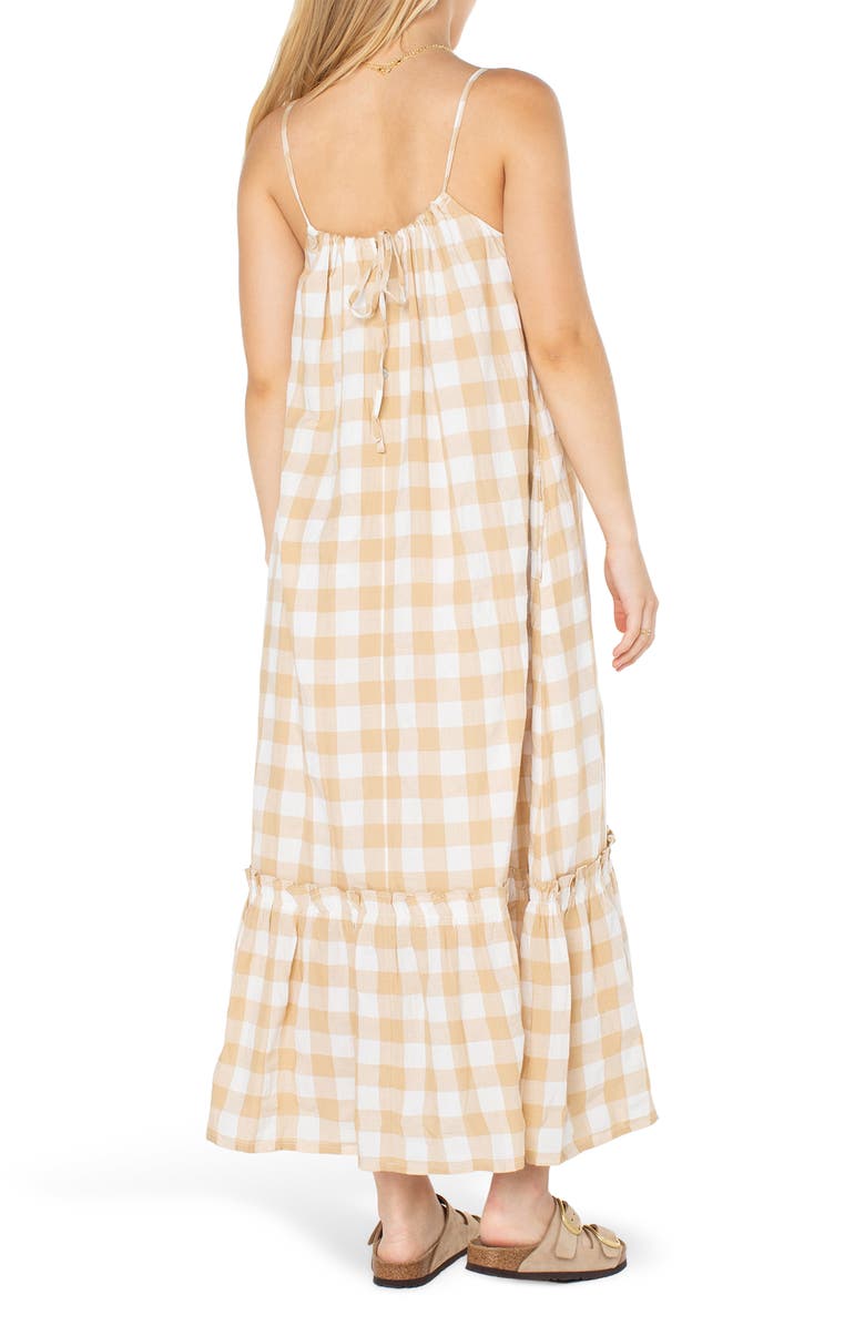 Roxy Sunchaser Check Sleeveless Maxi Dress, Alternate, color, Beige Pucker Up Y/ D Plaid