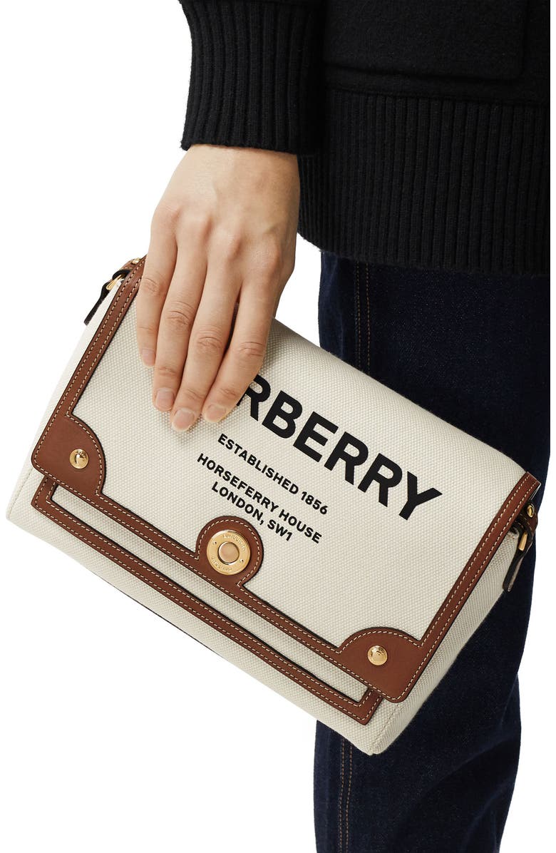 Burberry Note Horseferry Print Canvas & Leather Crossbody Bag, Alternate, color,