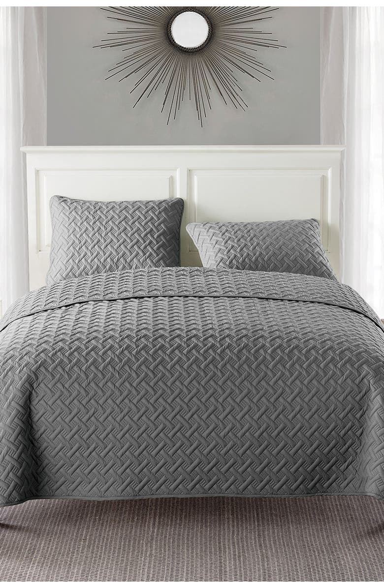 VCNY HOME Nina Embossed Basketweave Quilt Set - Twin, Alternate, color, Grey