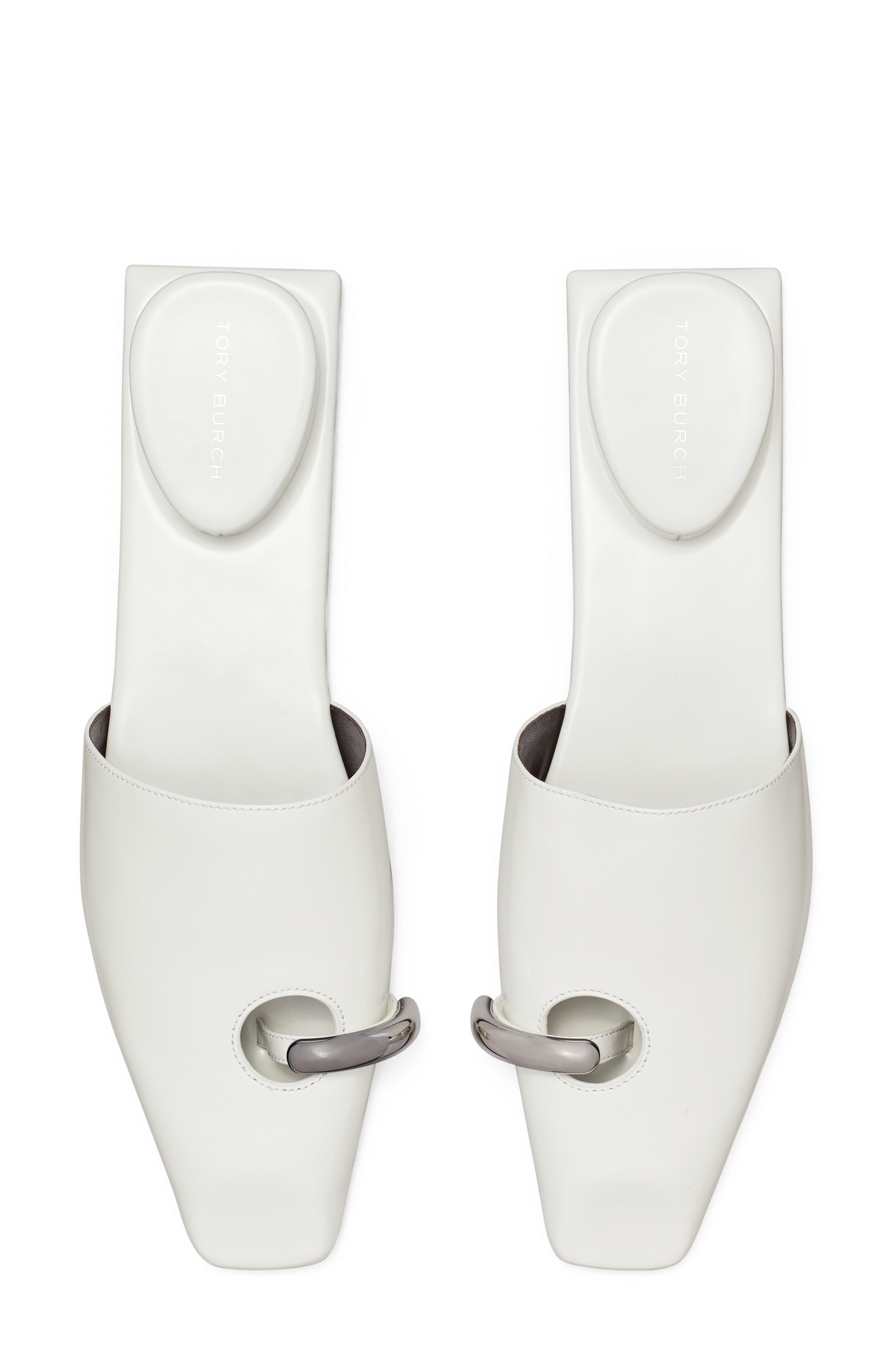 Tory Burch Pierced Mule, Alternate, color, Bianco / Silver