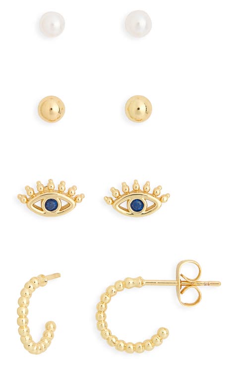Set of 4 Assorted Stud & Hoop Earrings