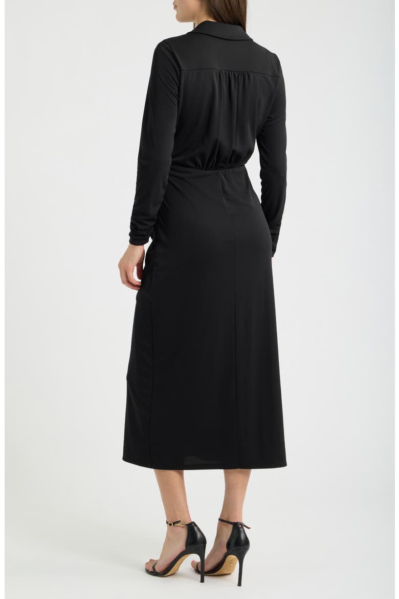 Ruched Long Sleeve Midi Dress, Alternate, color, BLACK