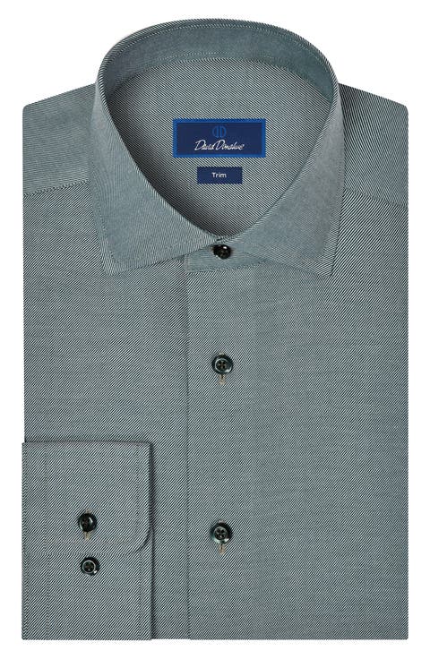 Trim Fit Solid Cotton & Cashmere Dress Shirt