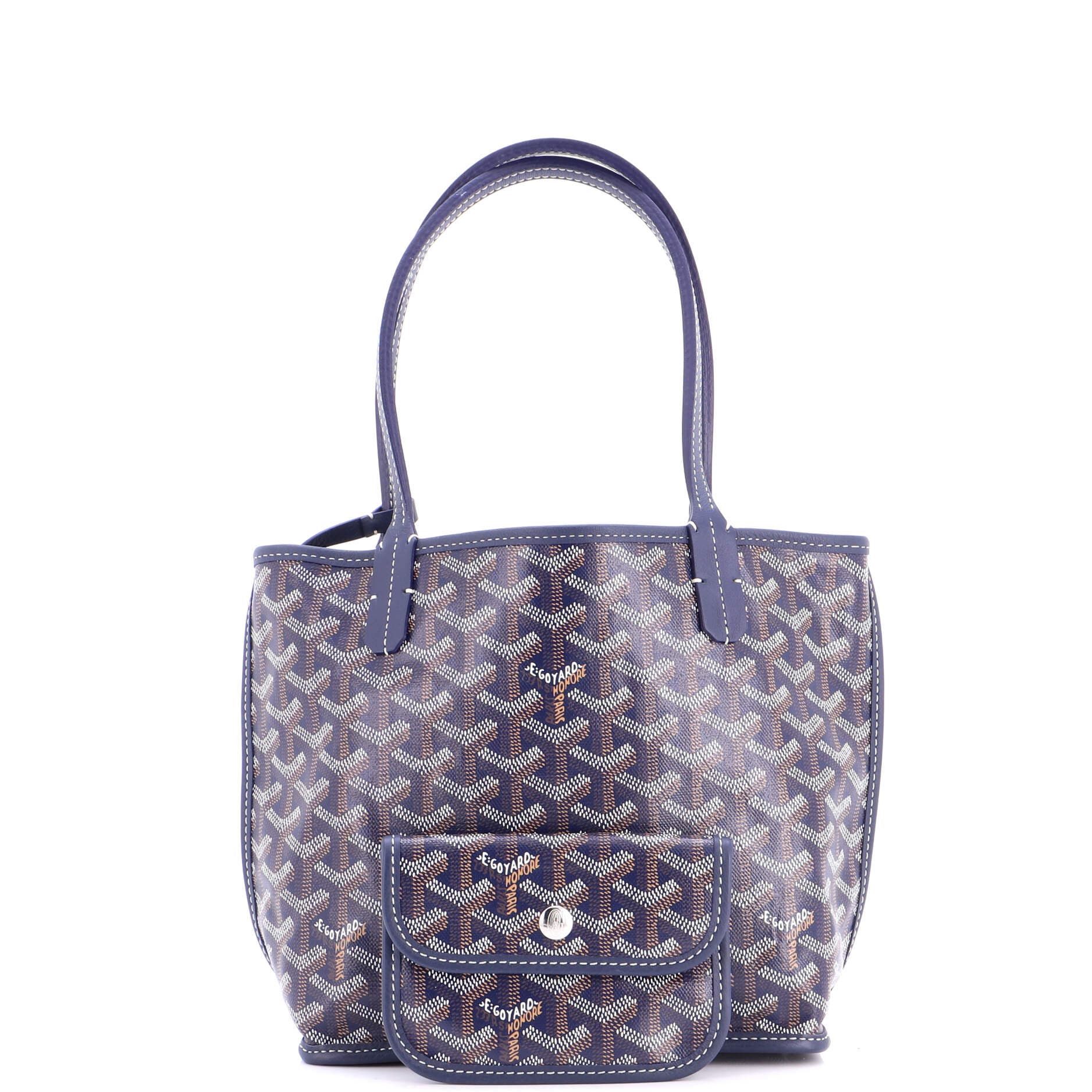 Pre-Owned Goyard Anjou Reversible Tote Coated Canvas Mini, Alternate, color, Blue