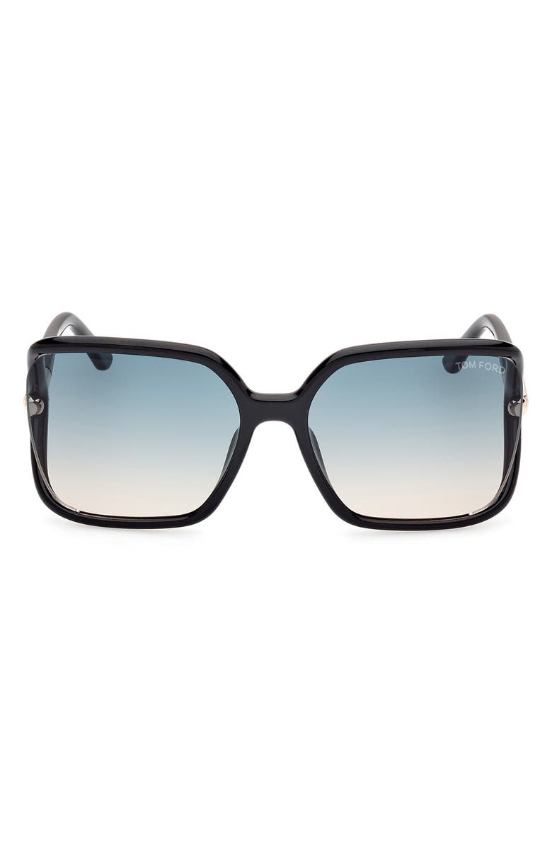 TOM FORD Solange-02 60mm Butterfly Sunglasses, Main, color, Shiny Black / Turquoise Sand