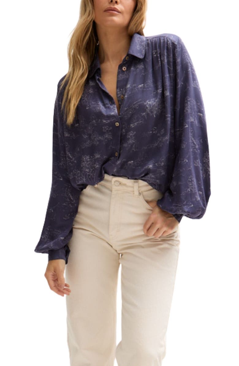 LILY AND LIONEL Marrianne Peter Pan Collar Shirt, Alternate, color, Navy