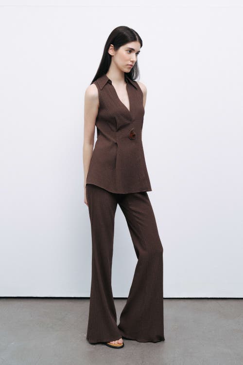 Shop Nocturne Accessory Detailed Blouse In Dark Brown