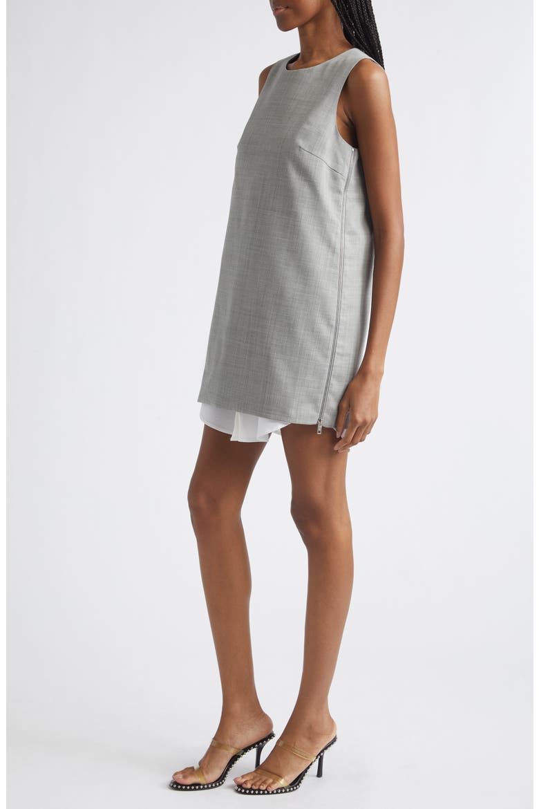 Layered Wool & Cotton Shift Minidress, Alternate, color, LIGHT HEATHER GREY/ WHITE