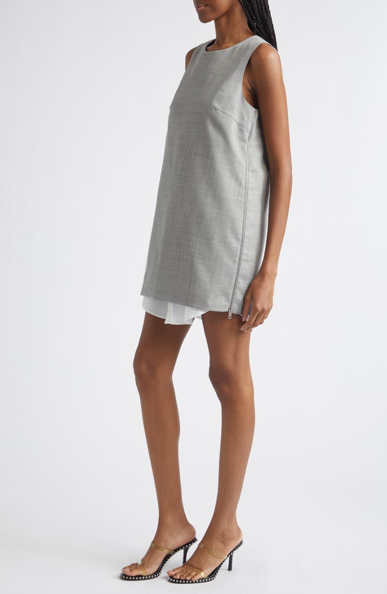Alexander Wang Layered Wool & Cotton Shift Minidress, Alternate, color, Light Heather Grey/ White