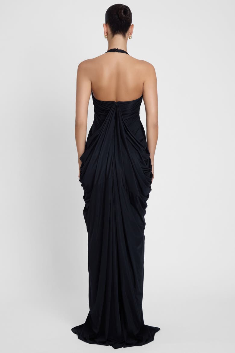 Cascade Drape Gown, Alternate, color, Black
