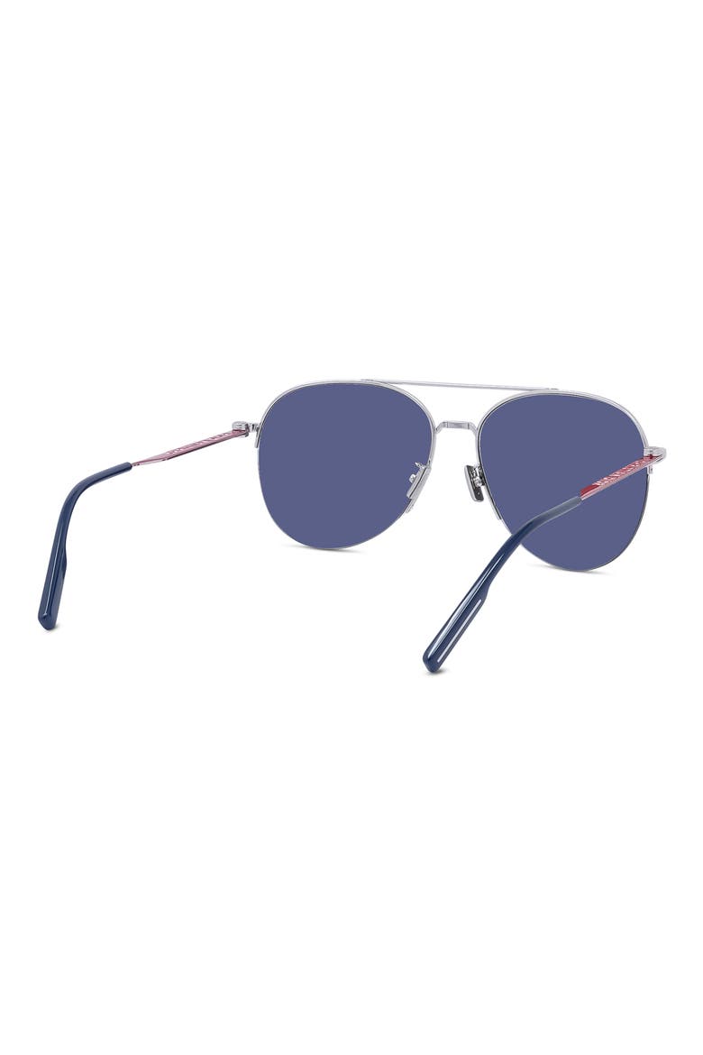 Dior180 59mm Aviator Sunglasses, Alternate, color, SHINY PALLADIUM / SMOKE MIRROR