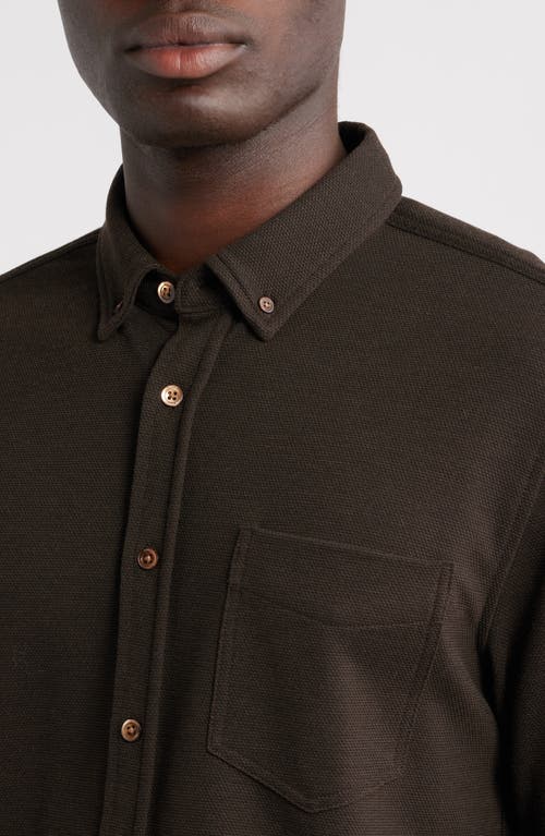 Rails Vincent Bird's Eye Knit Button-down Shirt In Brown