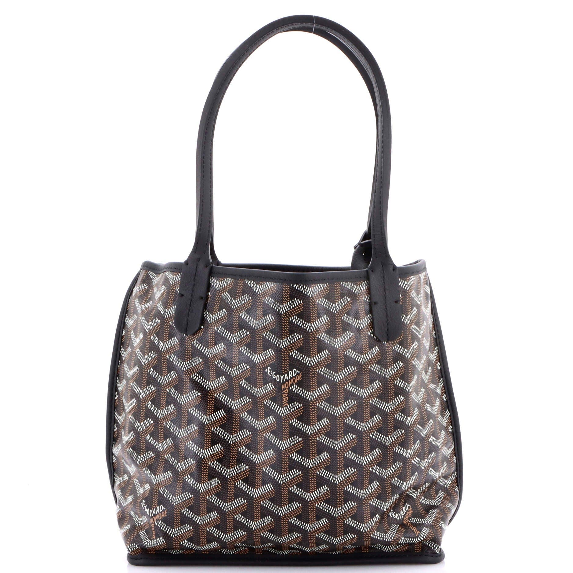 Pre-Owned Goyard Anjou Reversible Tote Coated Canvas Mini, Main, color, Black