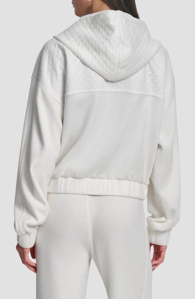 DKNY Mixed Media Zip-Up Hooded Jacket, Alternate, color, Ivy/ Ivy