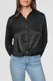 DKNY Twist Front Crinkle Satin Shirt