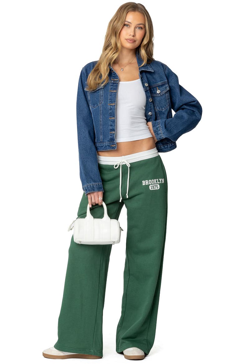 Brookie Wide Leg Cotton Sweatpants, Alternate, color, GREEN