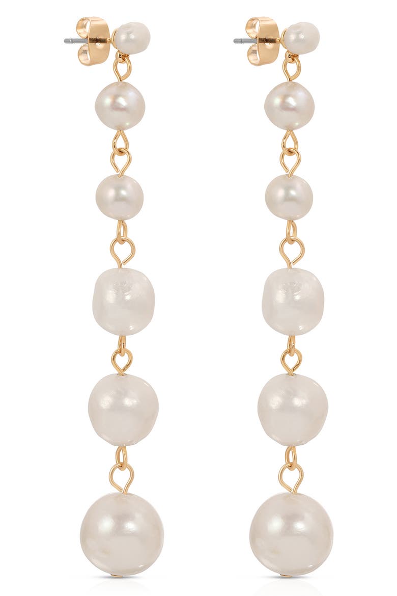 Freshwater Pearl Linear Drop Earrings, Alternate, color, GOLD